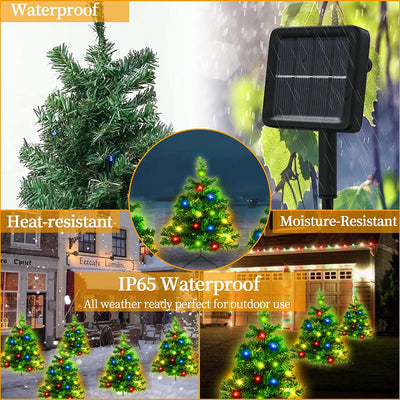 2 Packs Solar Christmas Tree, Solar Powered Pathway Christmas Tree With Multicolored LED Lights, So null