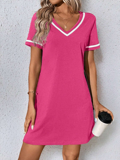 Women's Dress Black V-neck Casual Short Sleeve Dress null